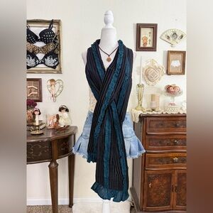 whimsigoth witchy revisable floral velvet striped ruffle scarf